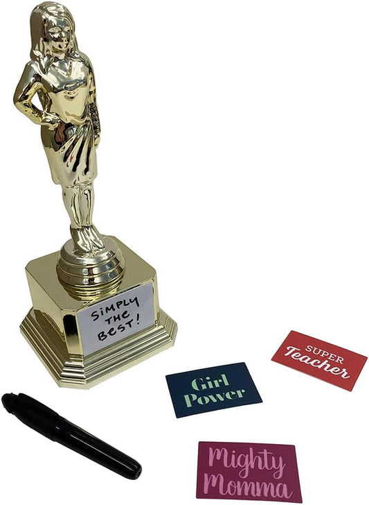 Customizable Super Mom Trophy - Novelty Funny Humor Gift for Mom, Wife, Girlfriend on Birthday or Mothers Day - 8" H x 3.25" W, Award, Celebrations, Party, Reusable