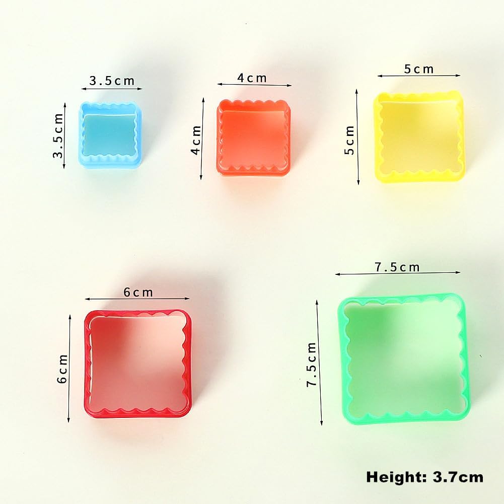 Cookie Cutter Set for Baking, 5PCS Sandwich Fondant Cake Fruit Vegetable Shapes Cutter Set (Square)