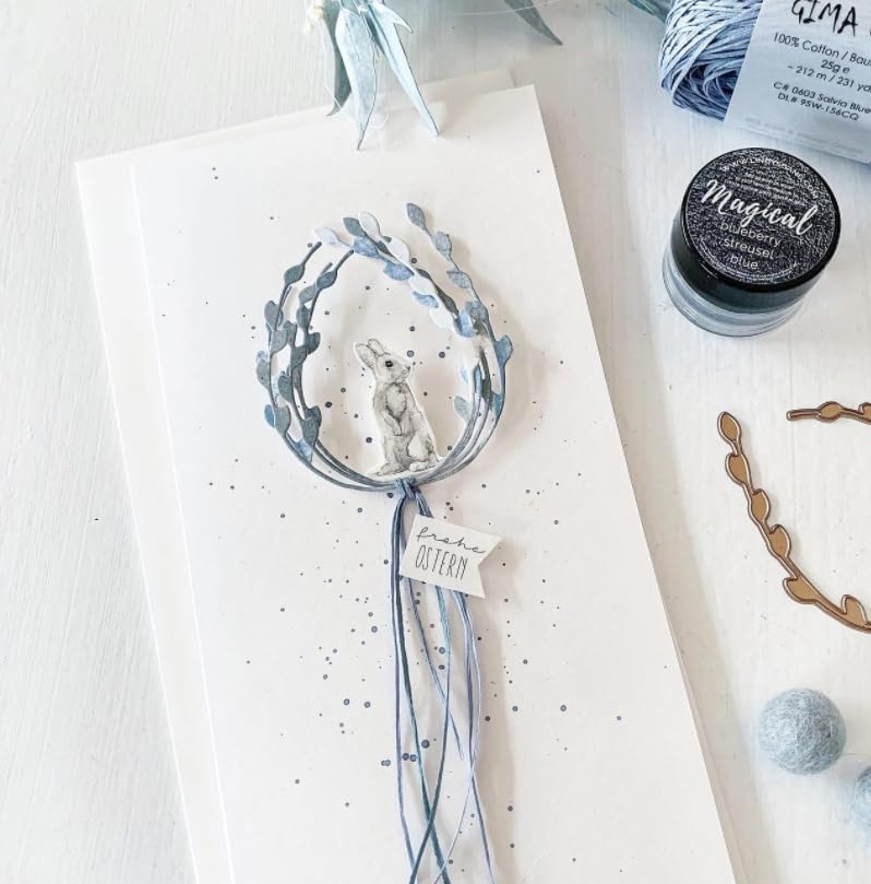 Lapoo Metal Cutting Die for Scrapbooking, 3D Backgrounds Frame New Cutting Dies DIY Album Card Making Decor Paper Metal Die Cuts Party Wedding Decorations (Easter Oval Wreath 3.7 x 2.9 in)