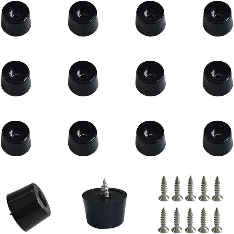 20 PCS Black Rubber Feet Pad with Stainless Screws, Non Slip Rubber Bumper Feet, Black Rubber Feet for Cutting Board, Cutting Board Feet Non Slip, Cutting Board Rubber Feet (0.51" H x 0.78" D)
