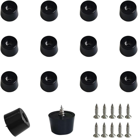 20 PCS Black Rubber Feet Pad with Stainless Screws, Non Slip Rubber Bumper Feet, Black Rubber Feet for Cutting Board, Cutting Board Feet Non Slip, Cutting Board Rubber Feet (0.51" H x 0.78" D)