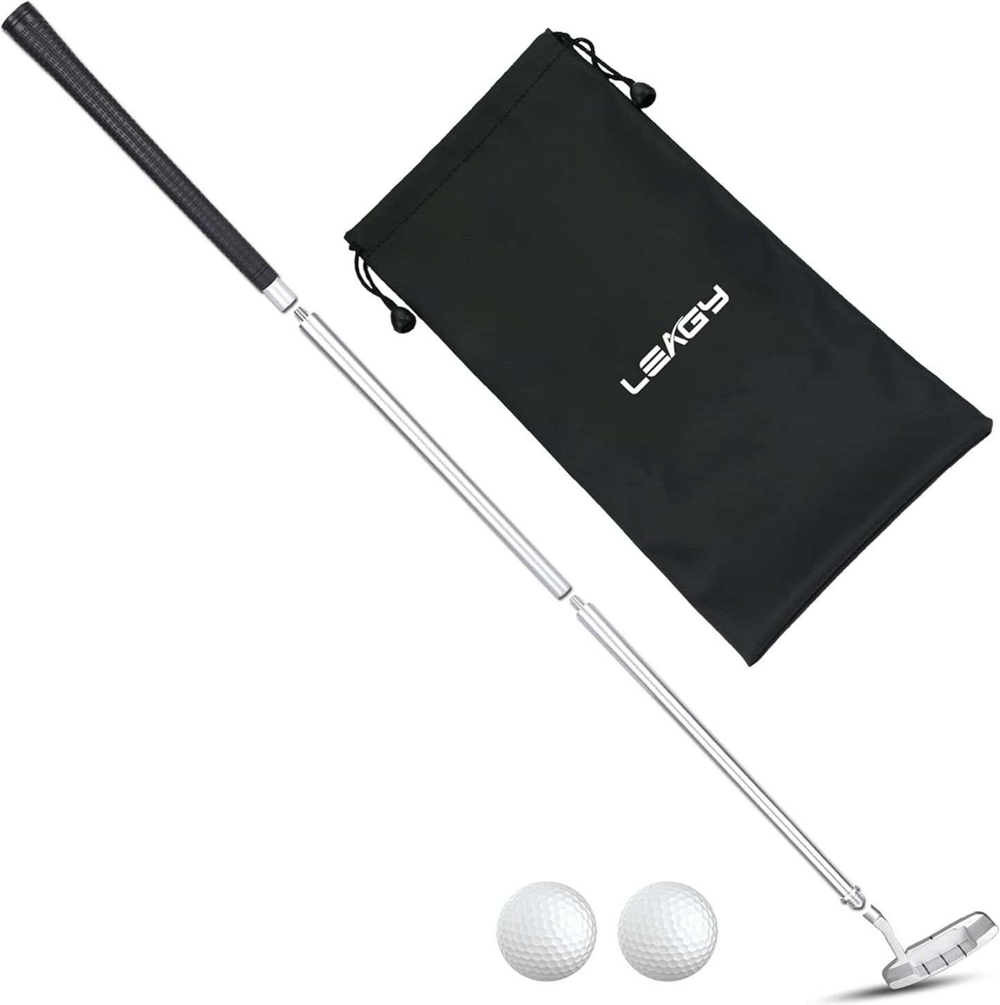 LEAGY 4-Section Portable Putter - Right & Left Hand, 2 Golf Balls, 1Pack Golf Bag