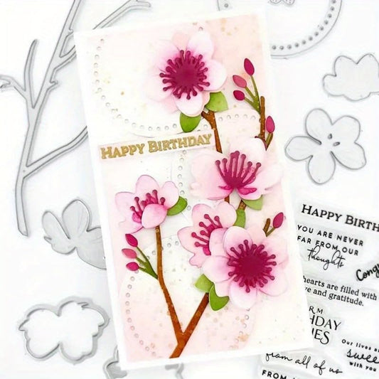 Flowers Metal Cutting Die for Scrapbooking - Cut Stencils for DIY Scrapbook Photo Album Decorative Paper Card, Card Making Supplies, Stencils & Crafting Die Cut (Plum Blossom 5.8 x 3.7 in)