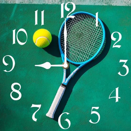 Tennis Square Clock Silent No Tick Battery Powered Home Decor 10inch Wooden Wall Clock for Living Room Kitchen Bathroom Farmhouse