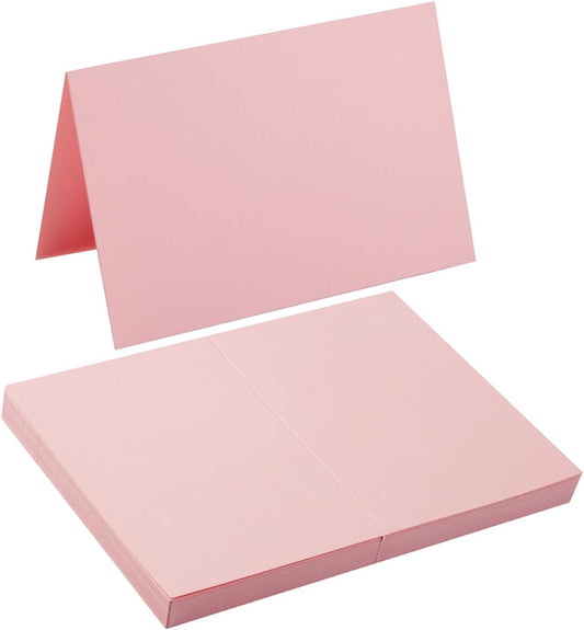 50 Pack Blank Cards Folded Cardstock Thank You Blank Greeting Cards for Invitations, Wedding, Greeting Cards, All Occasion DIY (Pink, 5x7)