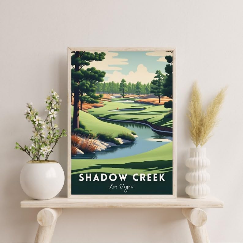 Nationcog Shadow Creek Golf Wall Art, Las Vegas Scenic Course Poster with Water Features, Modern Decor for Office or Bedroom, Great Gift for Dad, Husband, or Golf Enthusiasts (Unframed) (27x40)