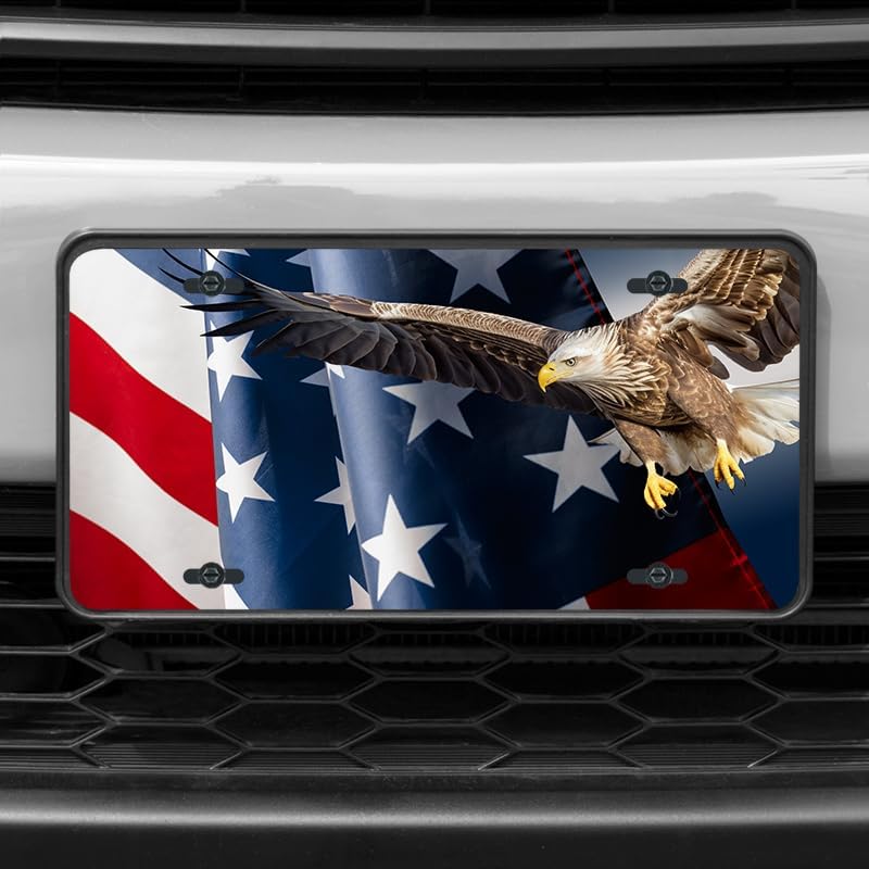 Unique Vanity License Plates | 16 Individual Designs | 3 Sizes (Automobile, Golf Cart, Motorcycle/Bike) | Made in U.S.A. | Custom Car Tags (Bald Eagle, Motorcycle/Bike (6" x 3"))