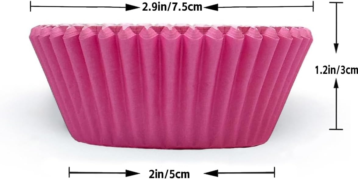qiqee 300 Counts Cupcake Liners Cupcake Cups Food Grade 6 Solid Pink Purple Colors Cupcake Papers Muffin Baking Cups Cupcake Wrappers (Standard Size)