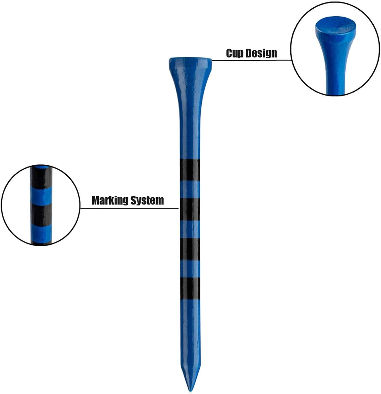MAZEL Natural Wood/Bamboo Golf Tees 2 3/4 Inch & 3 1/4 Inch,Pack 50 or 120,Reduce Friction & Side Spin,More Stable Golf Tees