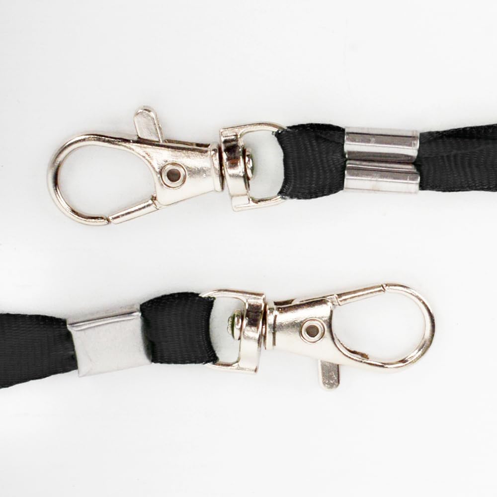 Lanyards 50 Pcs Bulk Lanyard for Id Badges Flat Black Lanyard with Badge Clip Swivel Hook (50, Black)