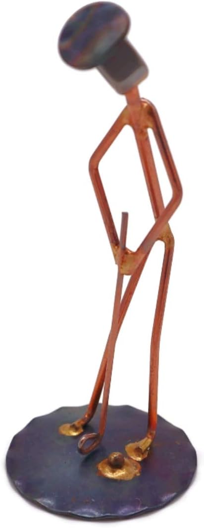 Golf Putt Man Collectible Handmade Metal Art Figurine, Desk Accessories, Trophy, Boss Gift, Office Décor, Business Professional, Golfing