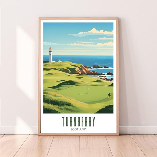 Nationcog Turnberry Golf Wall Art, Scotland Lighthouse Course Print for Home or Office, Vintage Coastal Decor for Men, Gift Idea for Dad, Husband, or Golf Fans (Unframed) (27x40)