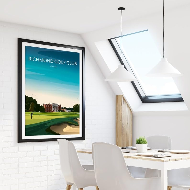 Richmond Golf Club Print - Sudbrook House - Richmond Park London, Richmond Golf Club Poster, London Golf Course Art, Vintage Golf Print, Classic Golf Club Illustration (Unframed) (16x24)