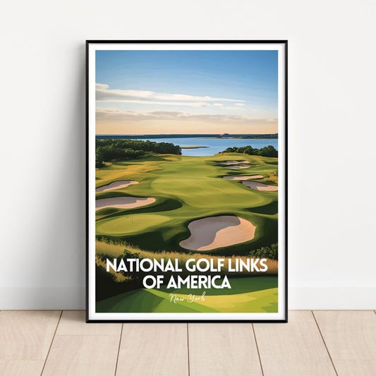 National Golf Links of America Wall Art, New York Coastal Course Poster for Office or Living Room, Vintage Golf Decor, Golf Gift for Dad, Husband, or Sports Lovers (Unframed) (24x36)