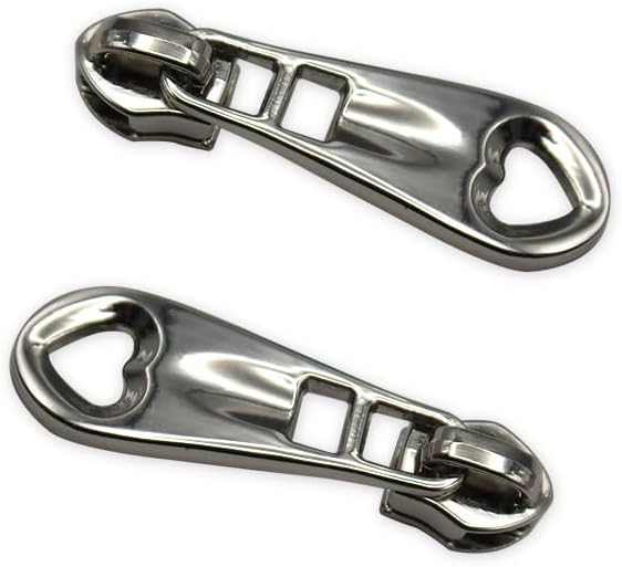 HOLSHUN #5 Zipper Sliders Zipper Pull 30pcs Bulk Heavy Duty Metal Silver Heart Pulls for #5 Nylon Coil Zippers Replacement Luxury Bag Hardware Luggage & DIY Craft Supplies