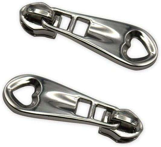 HOLSHUN #5 Zipper Sliders Zipper Pull 30pcs Bulk Heavy Duty Metal Silver Heart Pulls for #5 Nylon Coil Zippers Replacement Luxury Bag Hardware Luggage & DIY Craft Supplies