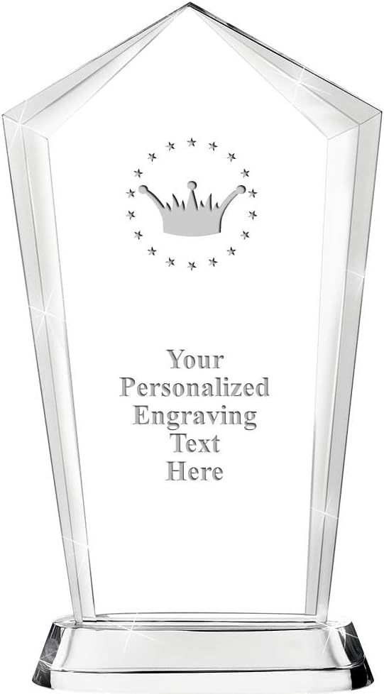 Crown Awards Customizable Crystal Trophy, 12.20" Engraved Skyscraper Crystal Award