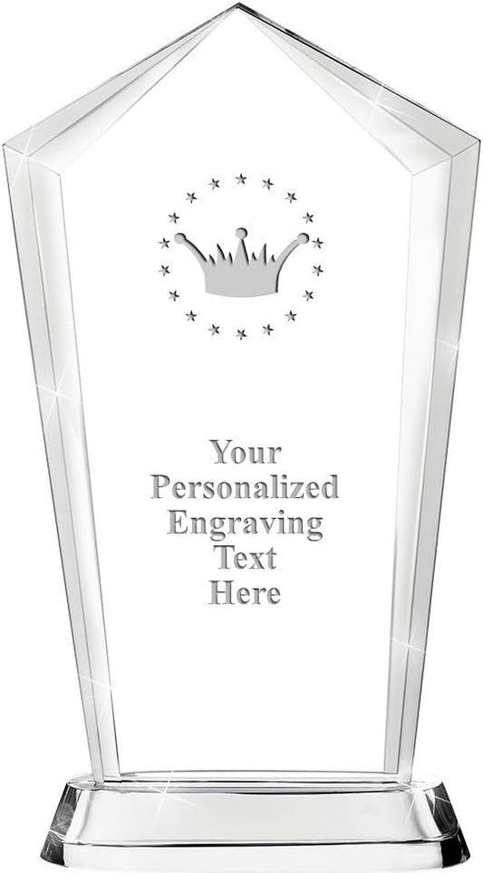 Crown Awards Customizable Crystal Trophy, 12.20" Engraved Skyscraper Crystal Award