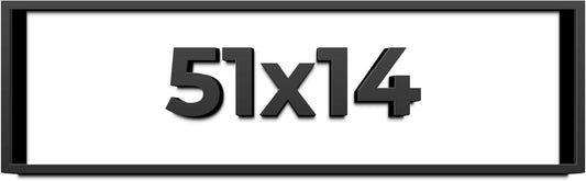 51x14 Shadow Box Black Solid Wood Display Frame with White Acid-Free Backing UV Acrylic & Hanging Hardware - with 3/4" Usable Depth