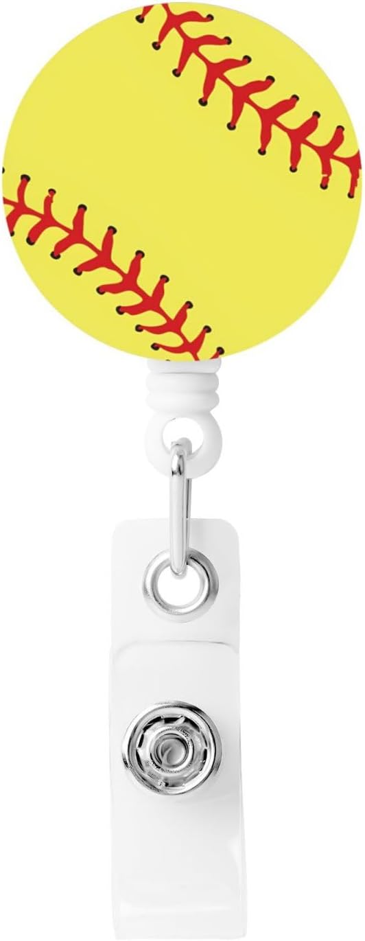 Softball Badge Reels Retractable Badge Holder with Clip for Id Name Tag Office Worker Student Teacher Nurse Doctor