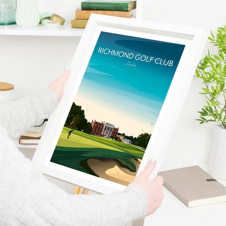 Richmond Golf Club Print - Sudbrook House - Richmond Park London, Richmond Golf Club Poster, London Golf Course Art, Vintage Golf Print, Classic Golf Club Illustration (Unframed) (11x14)