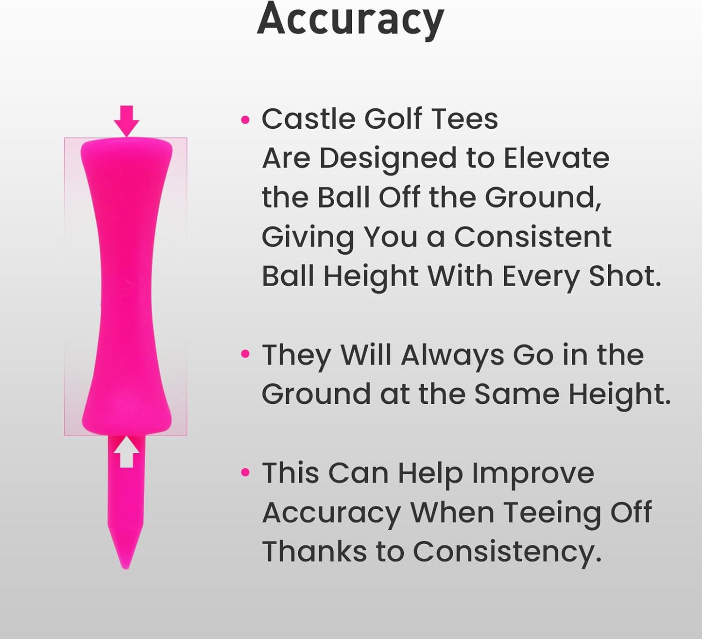 Plastic Golf Castle Tees Step Down Value 200 Count, Unbreakable Mixed or Same Height 1, 1 1/4, 2 3/4, 2 1/4, 2, 1 3/4, 1 1/2 Inch Length Colorful Pack for Practice