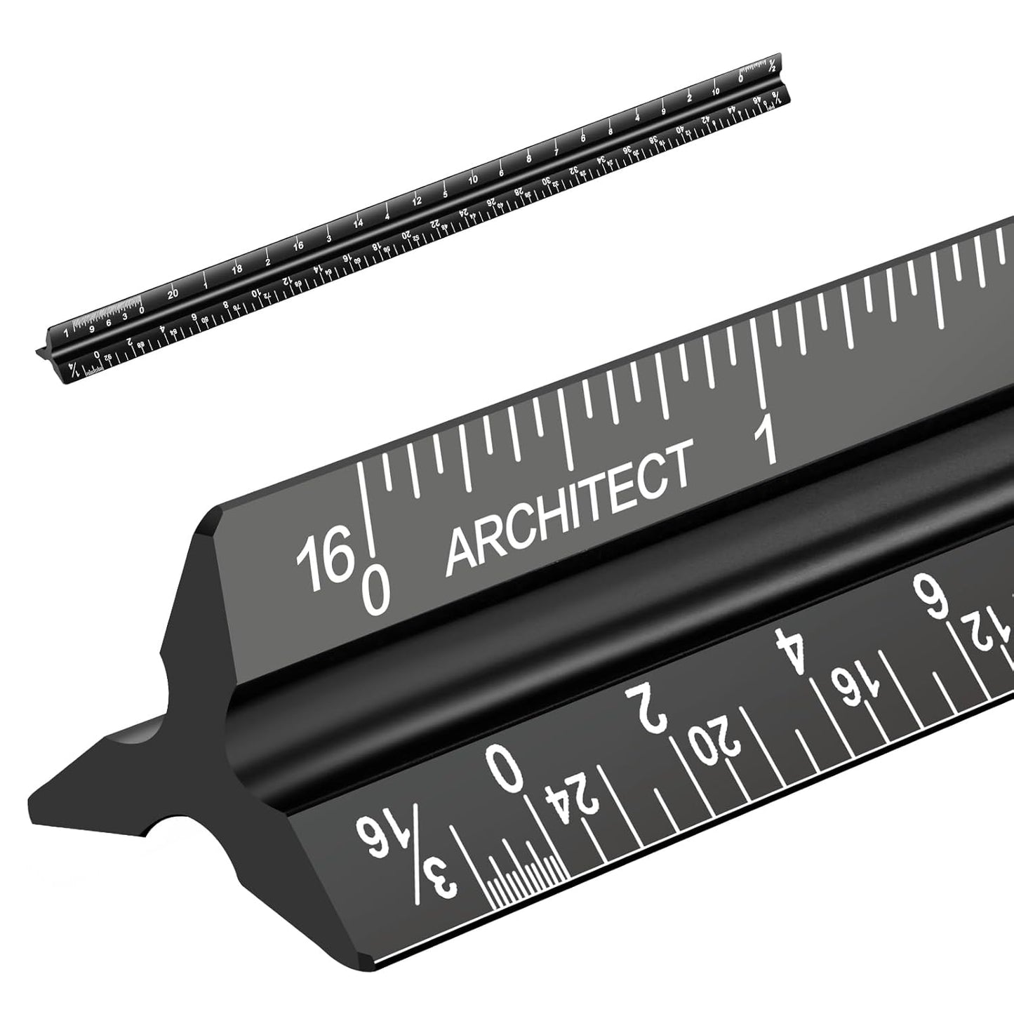 Architectural Scale Ruler, Imperial Measurements 12'', Laser-Etched Aluminum Architect Triangular Ruler Black for Architects, Students, Draftsman, and Engineers by mveohos