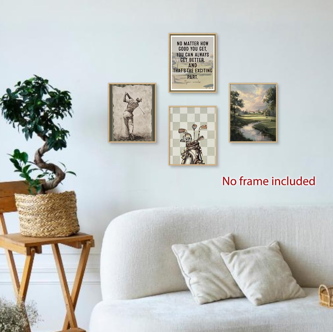 laveliabel Vintage Golf Wall Art Prints Set of 4 Unframed, Golf Pictures Wall Decor, GolfGifts for Men, Vintage Retro Checkered GolfPoster Prints for Home Room GolfOffice WallDecor 8x10inches
