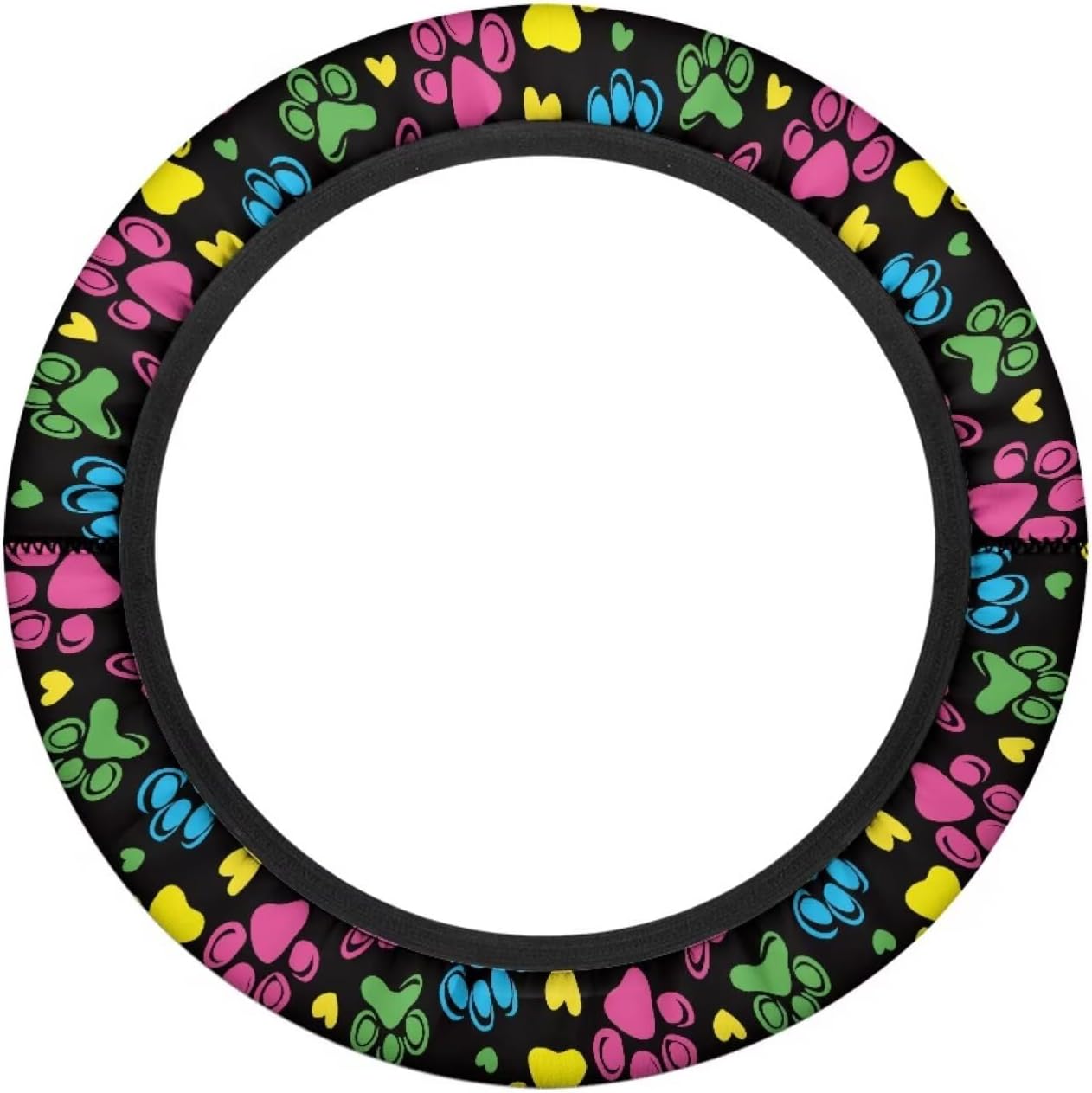 Fashion Dog Paw Steering Wheel Cover Colorful Universal Fit Golf Cart Steering Wheel Covers Anti-Slip Club Car Golf Cart Accessories 13-14 Inch Cooling in Summer