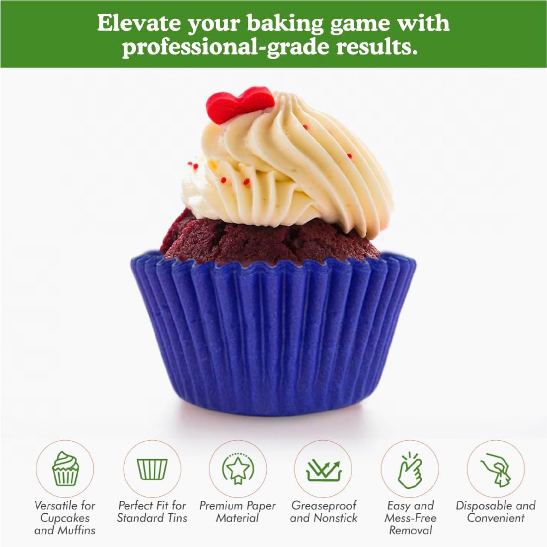 Regency Wraps Greaseproof Professional Grade Baking Cups, Pack of 40, Standard Liners, Royal Blue Solid, for Cupcakes, Muffins, Candy, Non Stick