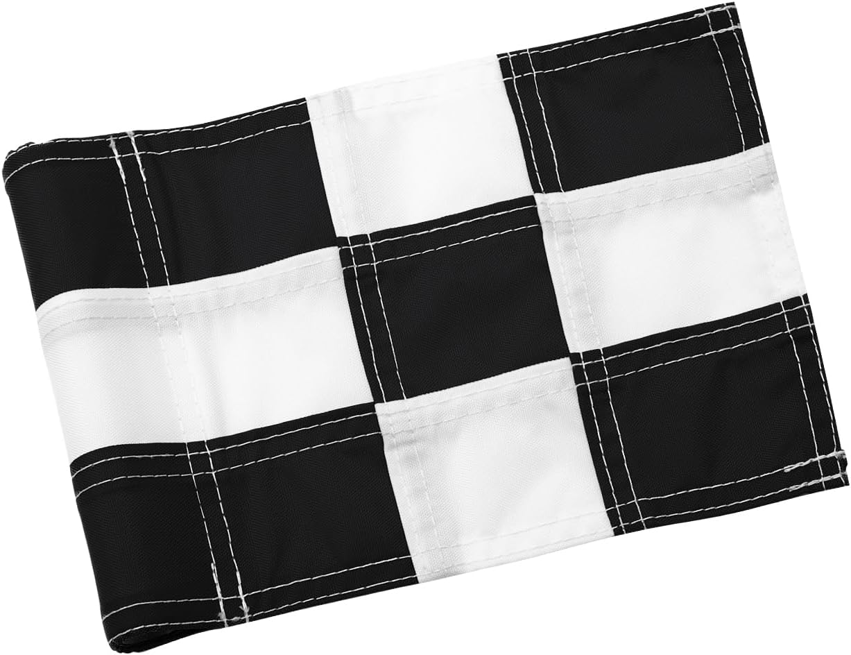 KINGTOP Checkered Golf Flag All 8x6 Inch – 420D Nylon, Tube Inserted – Mini Practice Putting Green Flags for Yard