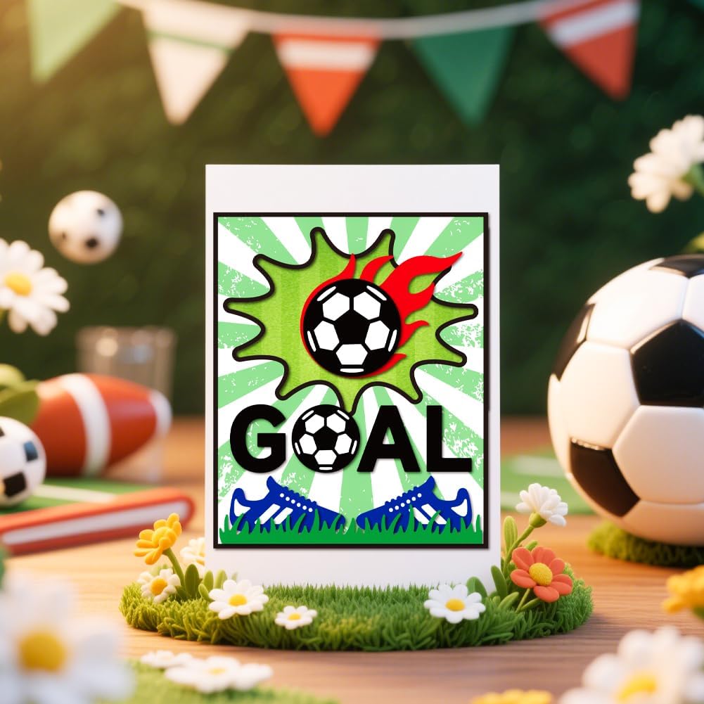 MAYJOYDIY Soccer Player Metal Die Cuts Love Goal Medal Cutting Dies Stencil Sports Sneakers Embossing Scrapbooking Cuts Template for DIY Scrapbooking Craft Card Making Album Gift Decor