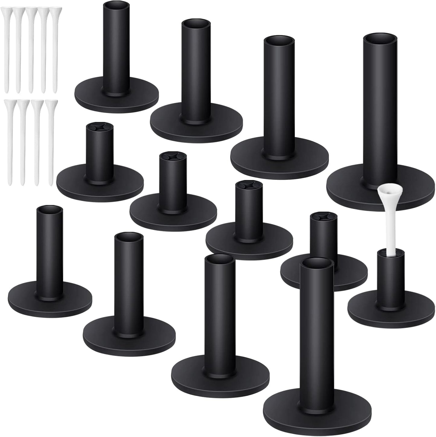 Sosation 23 Pieces Rubber Golf Tees Set Tees Holders for Driving Range Mats Value Rubber Ball Seat for Golf Hitting Mats and Indoor Outdoor Training Mixed Size 1.5 2.3 2.7 3.1 3.5 Inch