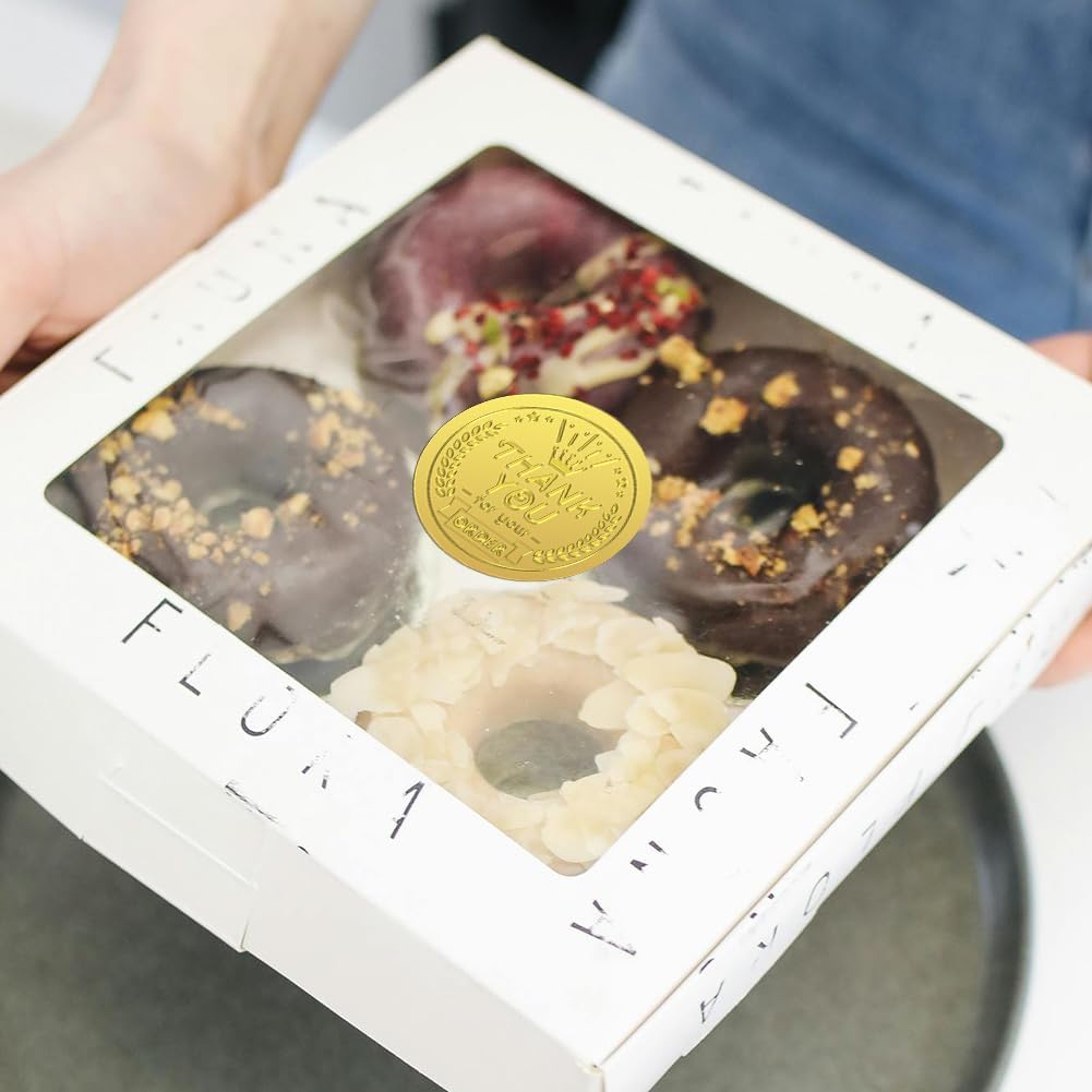 Peacoblue Gold Foil Stickers Seals Embossed 2 Inch 100Pcs Thank You for Your Order, Self Adhesive Gold Around Embossing Sticker for Shop Store Envelope Seal Gift Card Present Decoration