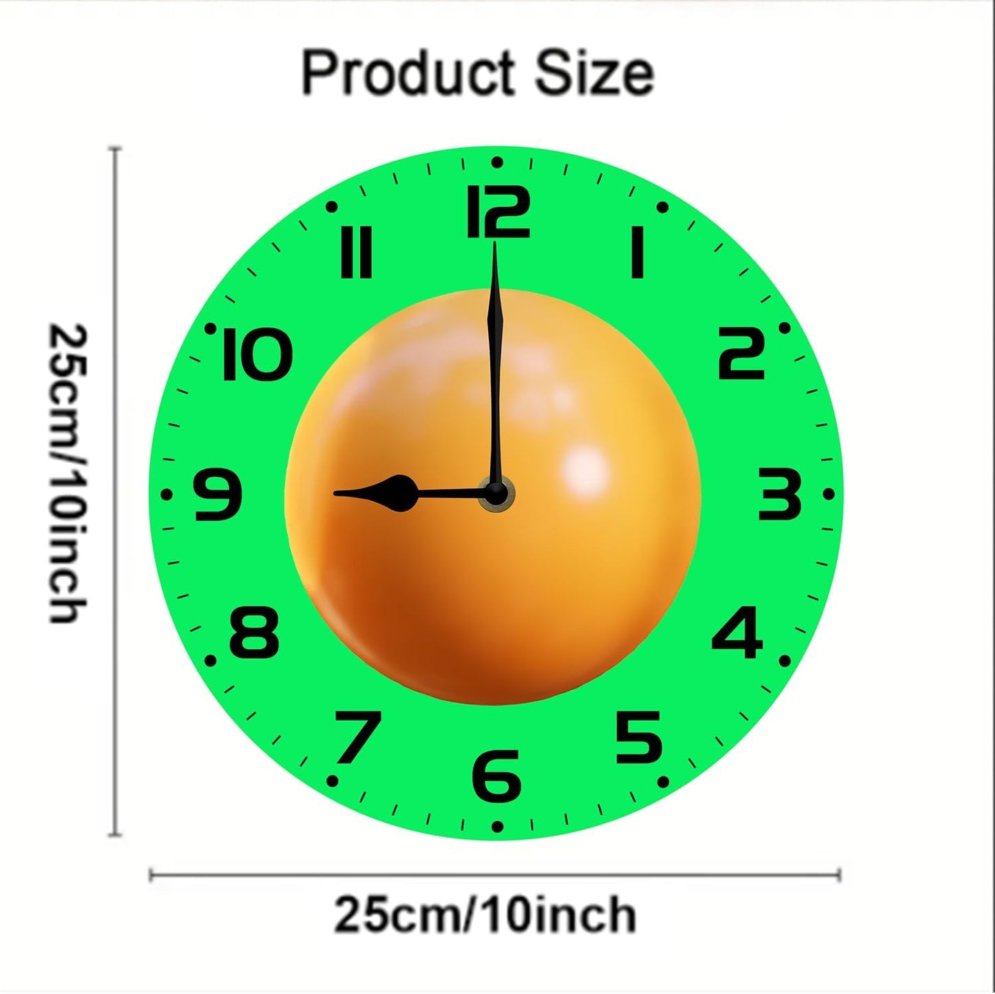 Soliyoahee Bing Ping Pong Clock Round Wooden Wall Clock Home Decor Silent No Tick Battery Powered for Living Room Bedroom Kitchen Bathroom 10inch