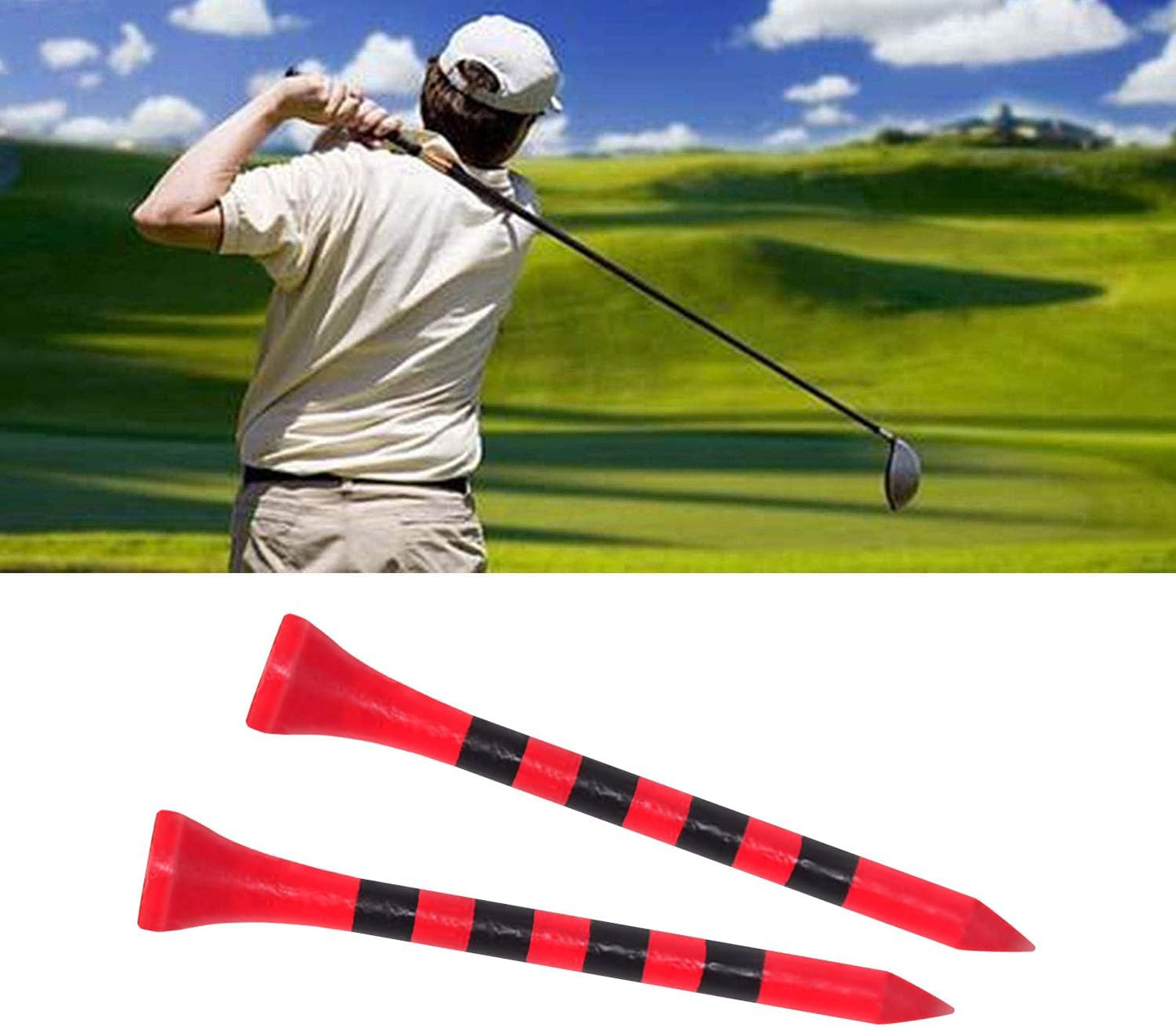 Wooden Golf Tees 3-1/4", 2-3/4", 2-1/8", 1-1/2" Available, 100 Count (Natural Color, White, Black, Blue, Red, Green, Yellow, Pink, Orange)