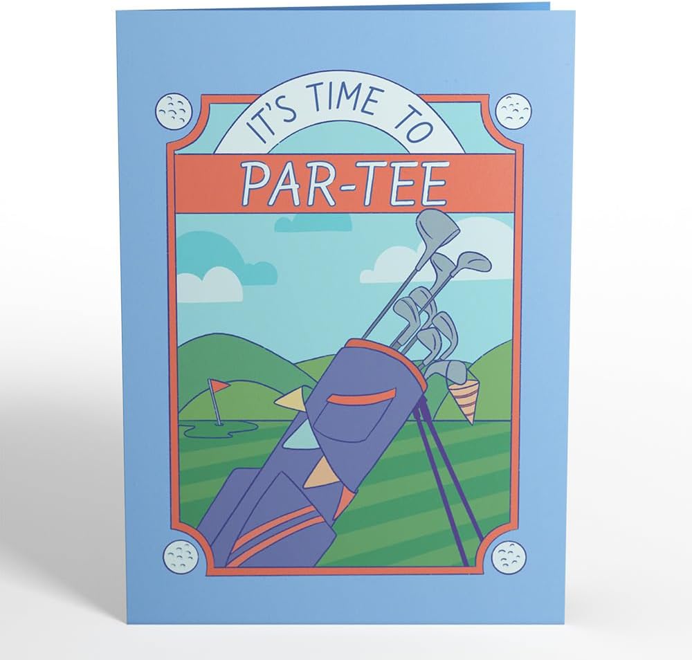 Lovepop Birthday Pop-Up Card for Him - 3D Golf Greeting Cards for Boys, Men - Time to Par-Tee - 5" x 7" Card - Blank Note Card & Envelope Included