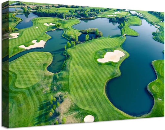 Golf Wall Art for Office Golf Course Picture Poster Canvas Prints Golf Course Picture Wall Decor for Living Room Bedroom Bathroom Home Decorations Framed Artwork Ready to Hang(12''H x 16''W)