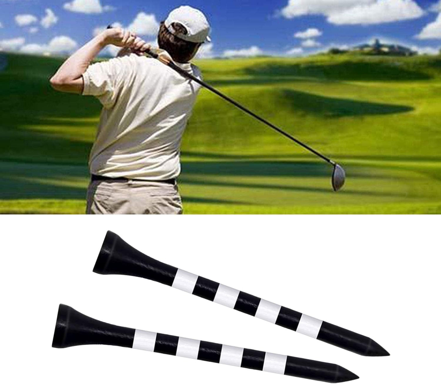 Wooden Golf Tees 3-1/4", 2-3/4", 2-1/8", 1-1/2" Available, 100 Count (Natural Color, White, Black, Blue, Red, Green, Yellow, Pink, Orange)