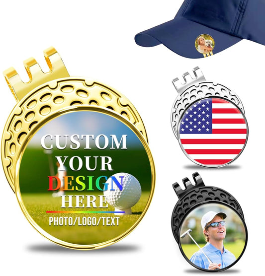 Personalized Golf Ball Marker Hat Clip – Custom Magnetic Marker with Your Photo, Name, Logo or Initials – Unique Golf Gift for Men, Dad, Coach, Golfer