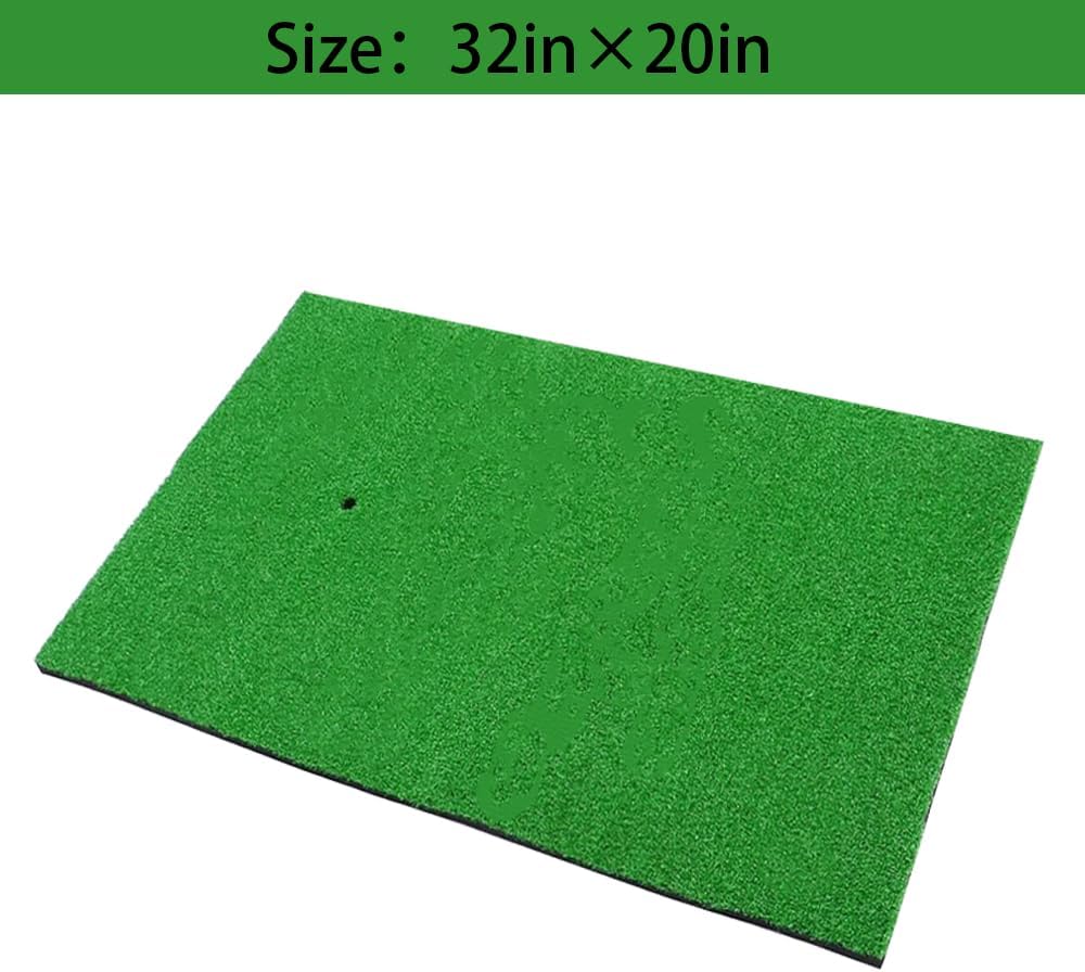 Golf Hitting Mat -32 x 20 inch Artificial Turf, SBR Foam Bottom with Rubber Tee for Swing Practice, which is an Indoor-Outdoor Chipping mat