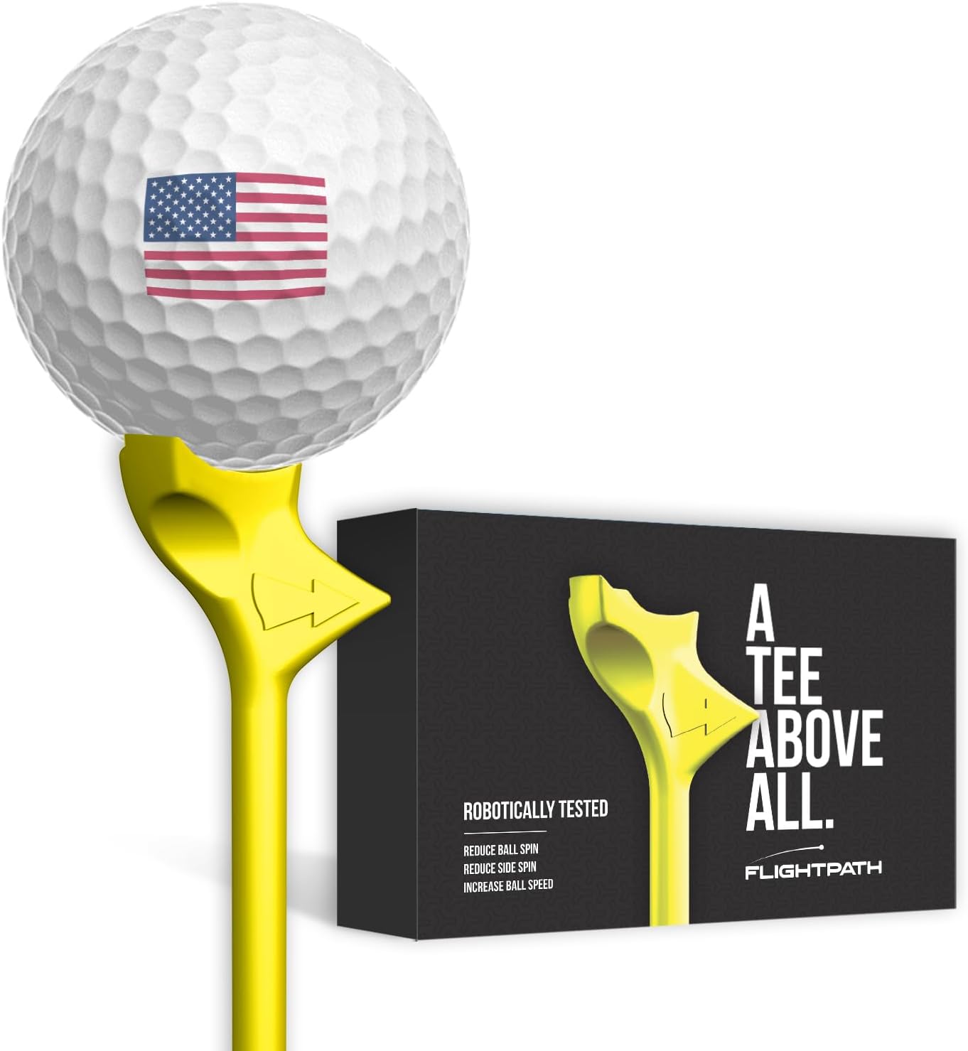 FLIGHTPATH Diamond Golf Tees – Patented Design to Reduce Spin for Long, Straight Drives – Low-Friction 3.25” Long Tees, Robotically Tested for Ball Spin – USGA Approved Performance