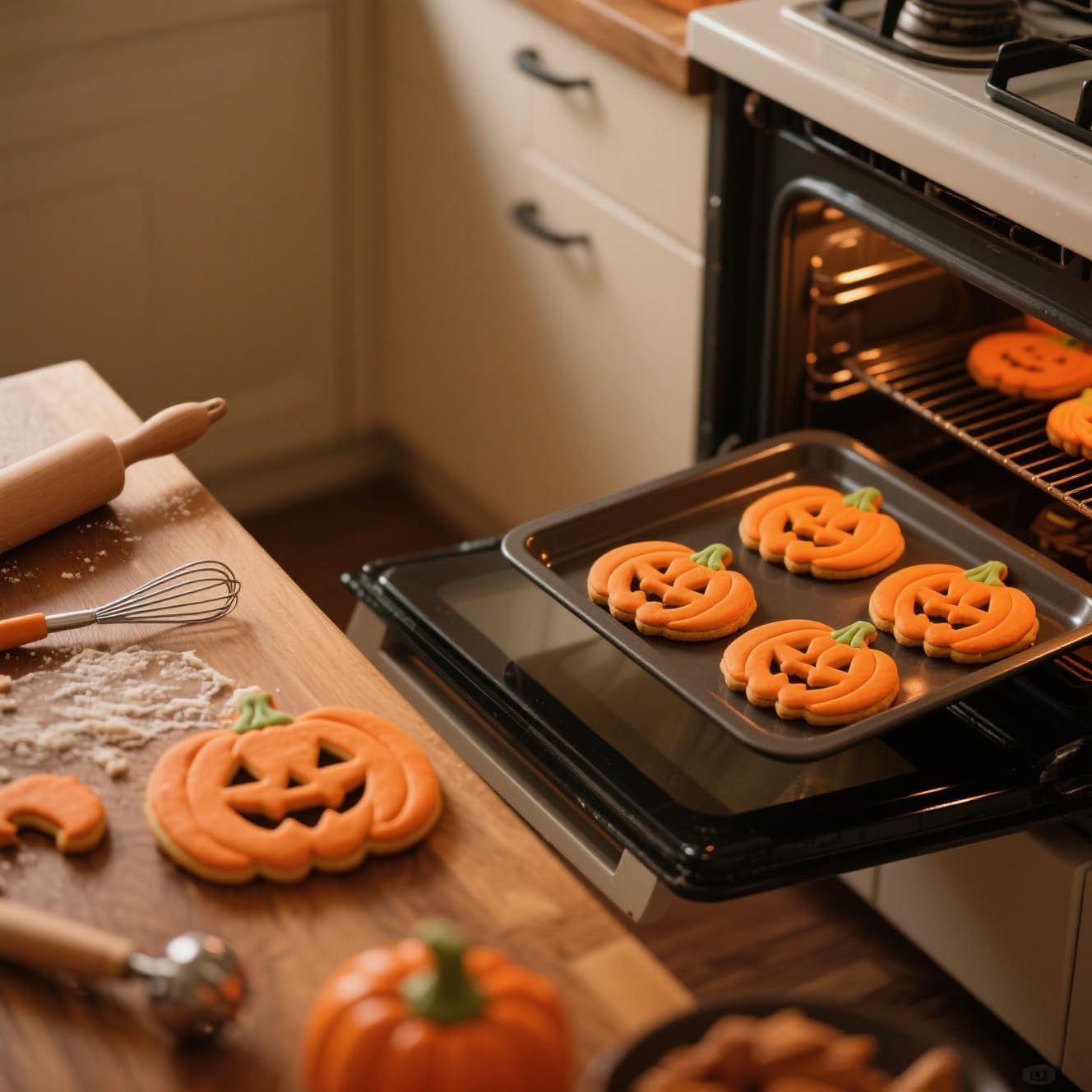 Halloween Cookie Cutters Set 10pcs - Ghost, Bat, Pumpkin, Witch Hat, Cat, Skull, Spider, Spider Web, Coffin, Tombstone Shapes, Stainless Steel Metal Biscuit Molds for Baking or Party Decorations