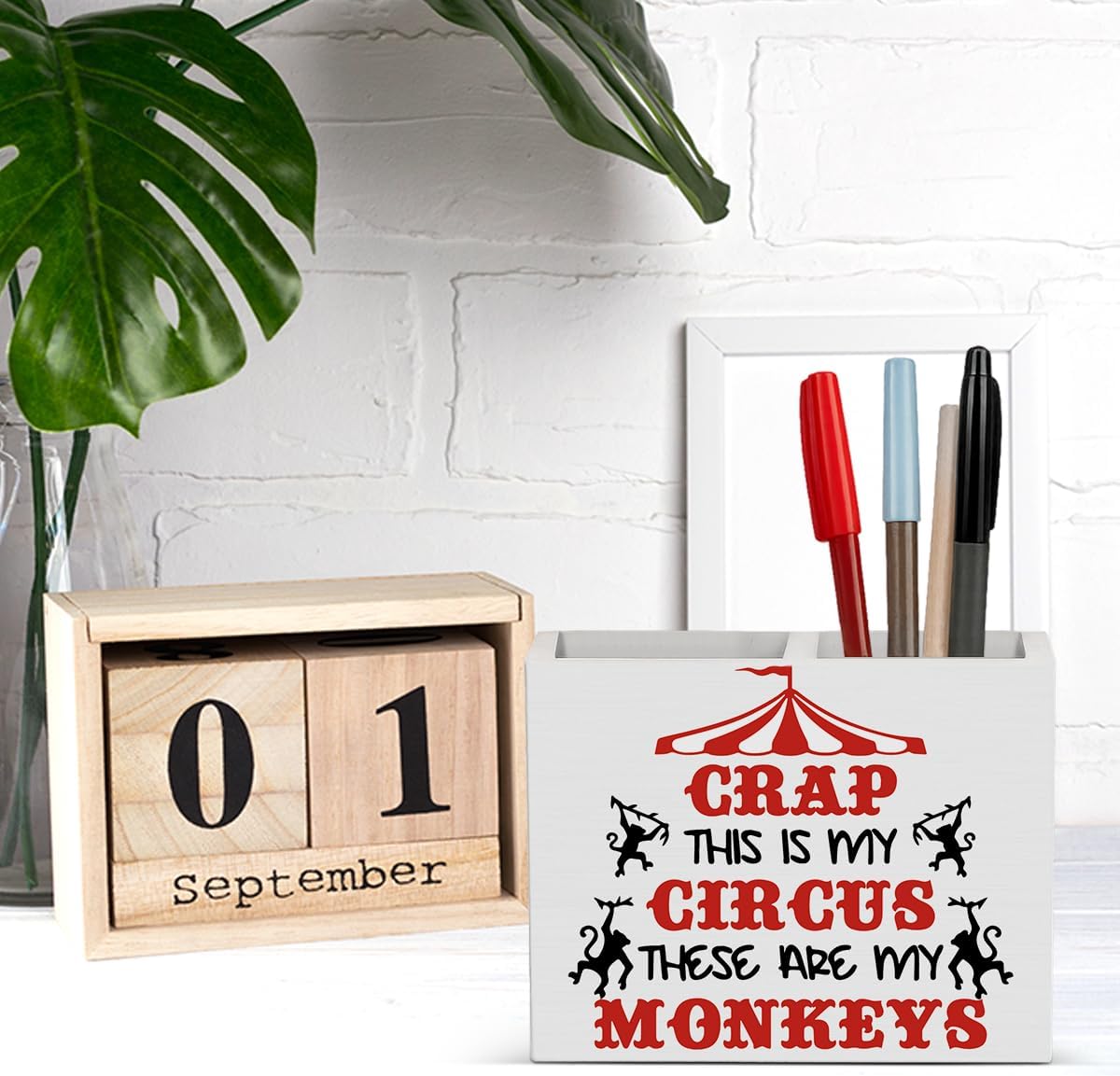 Bosses Day Gifts for Women Men Manager Funny Office Decor for Women Wooden Pencil Holder National Boss Day Decorations Gifts for Supervisor Leader MenCoworker HR Manager Office Desk Decor A 03