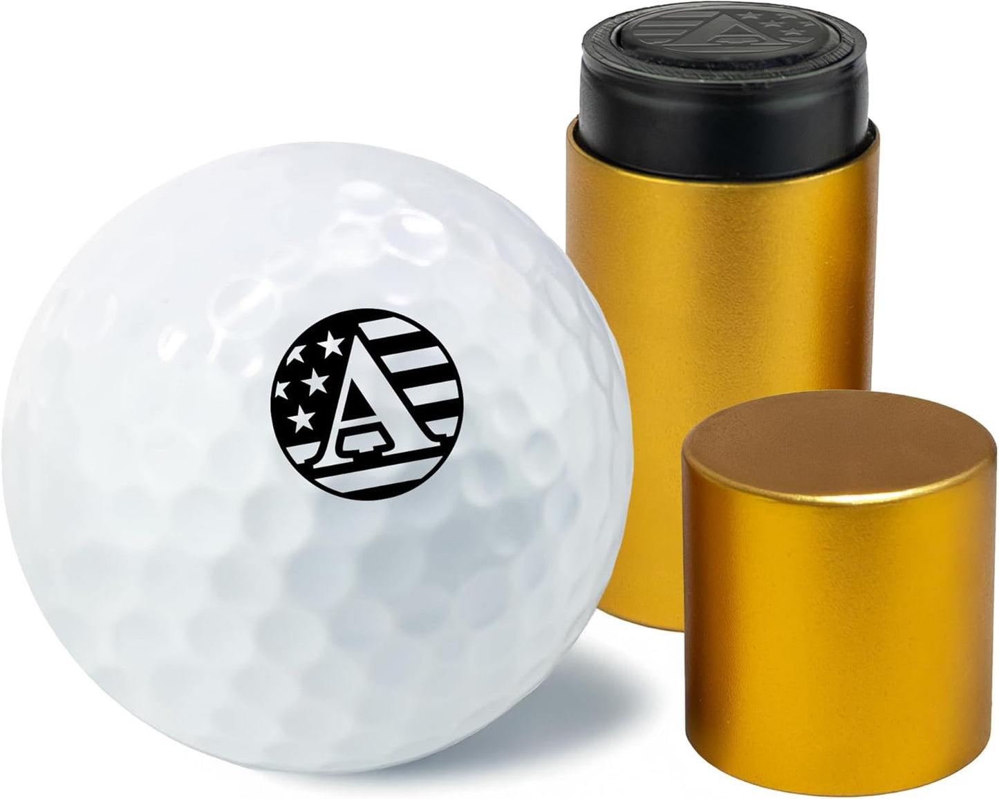 Personalized Golf Ball Marker with TiteSeal™ Technology - Gold Case - Many Designs