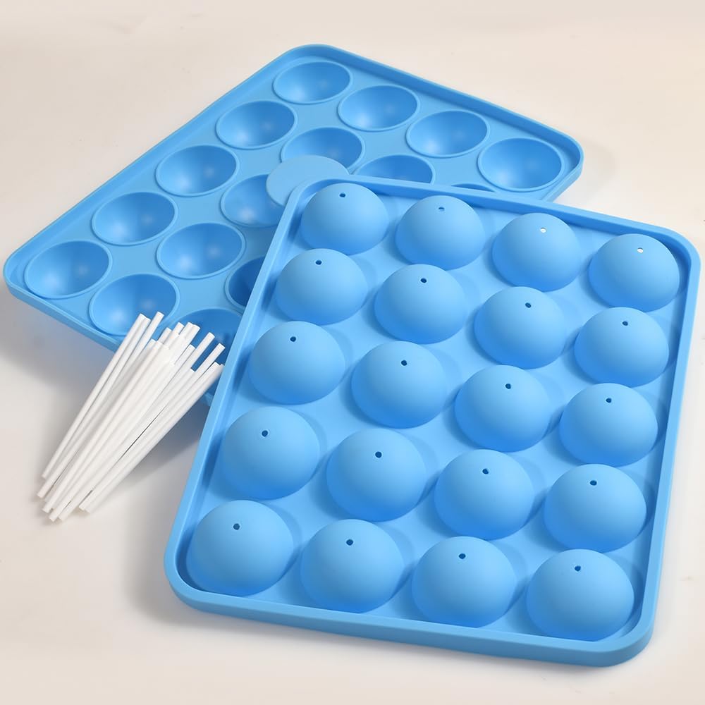 Newk Cake Pops Silicone Molds, 2 Pink and 2 Blue – Non-Stick, Food-Grade Silicone for Baking, Candy, and DIY Treats (Pack of 4)