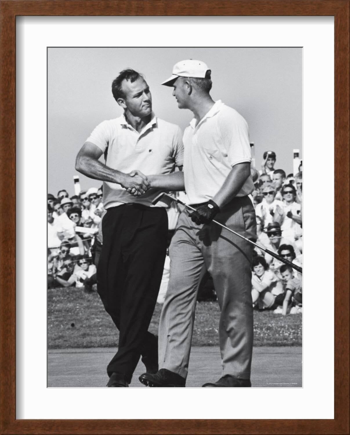 ART.COM Wall Premium Photographic Print Golfer Jack Nicklaus and Arnold Palmer During National Open Tournament on Brown Frame by John Dominis, 17" x 21"