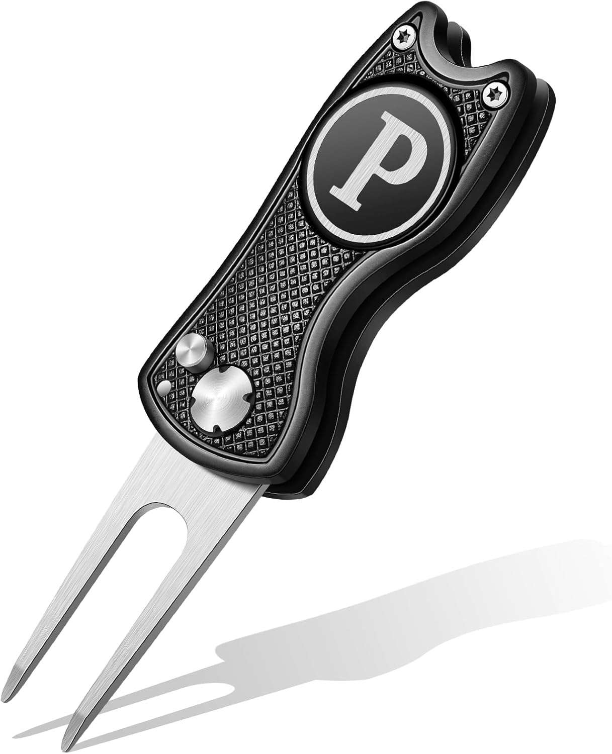 Golf Divot Repair Tool with Letter Custom Monogrammed Initial Ball Marker Divot Tool Foldable Metal with Magnetic Putt Alignment Golf Gifts for Men Father Golfer Christmas