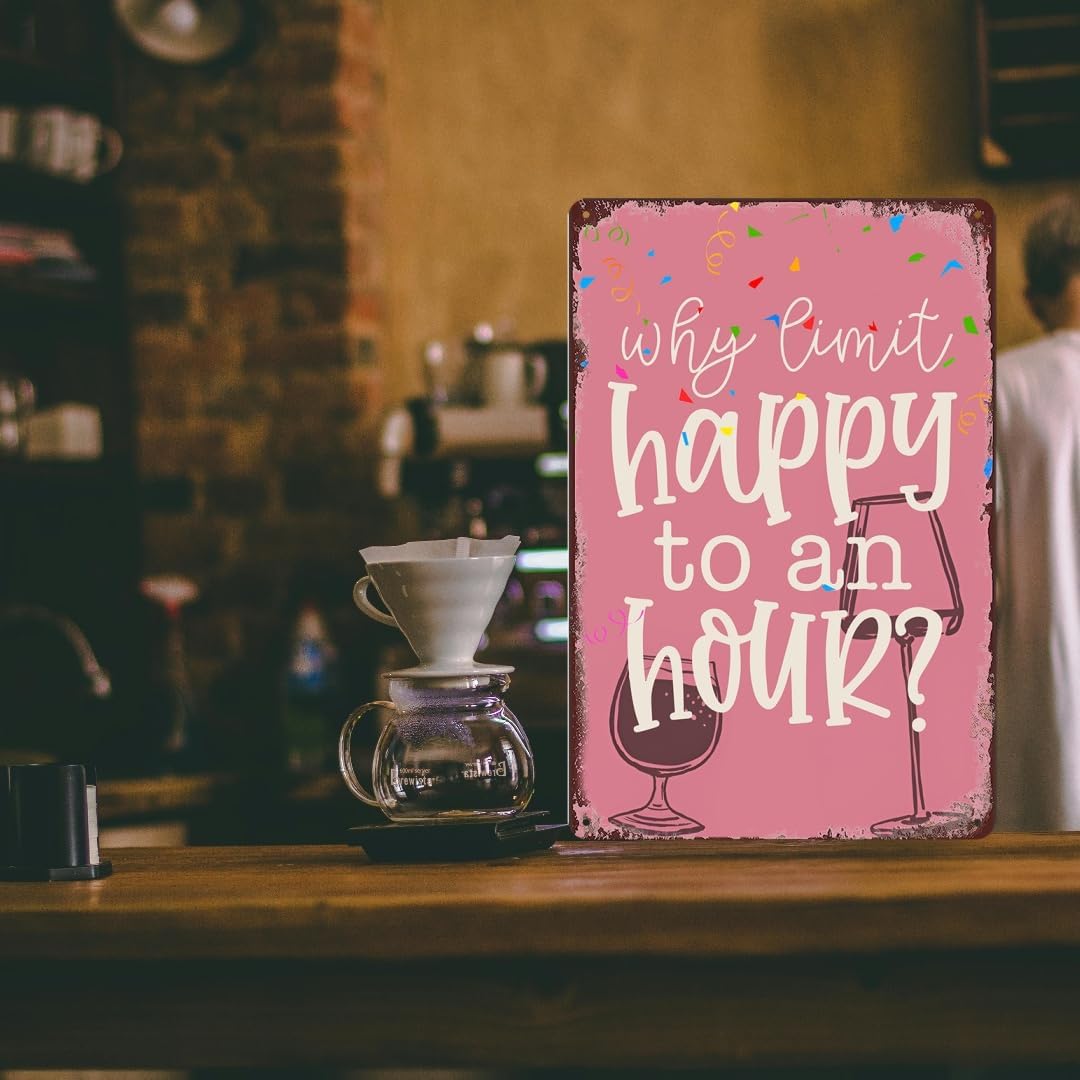 Vintage Metal Bar Sign Outdoor Bar Signs For Home Bar Wall Humorous Home Bar Decor Funny Bar Wall Decor Why Limit Happy To An Hour Sign Beer Drinker Gifts Man Cave Decor Garage Signs 8x12 Inch