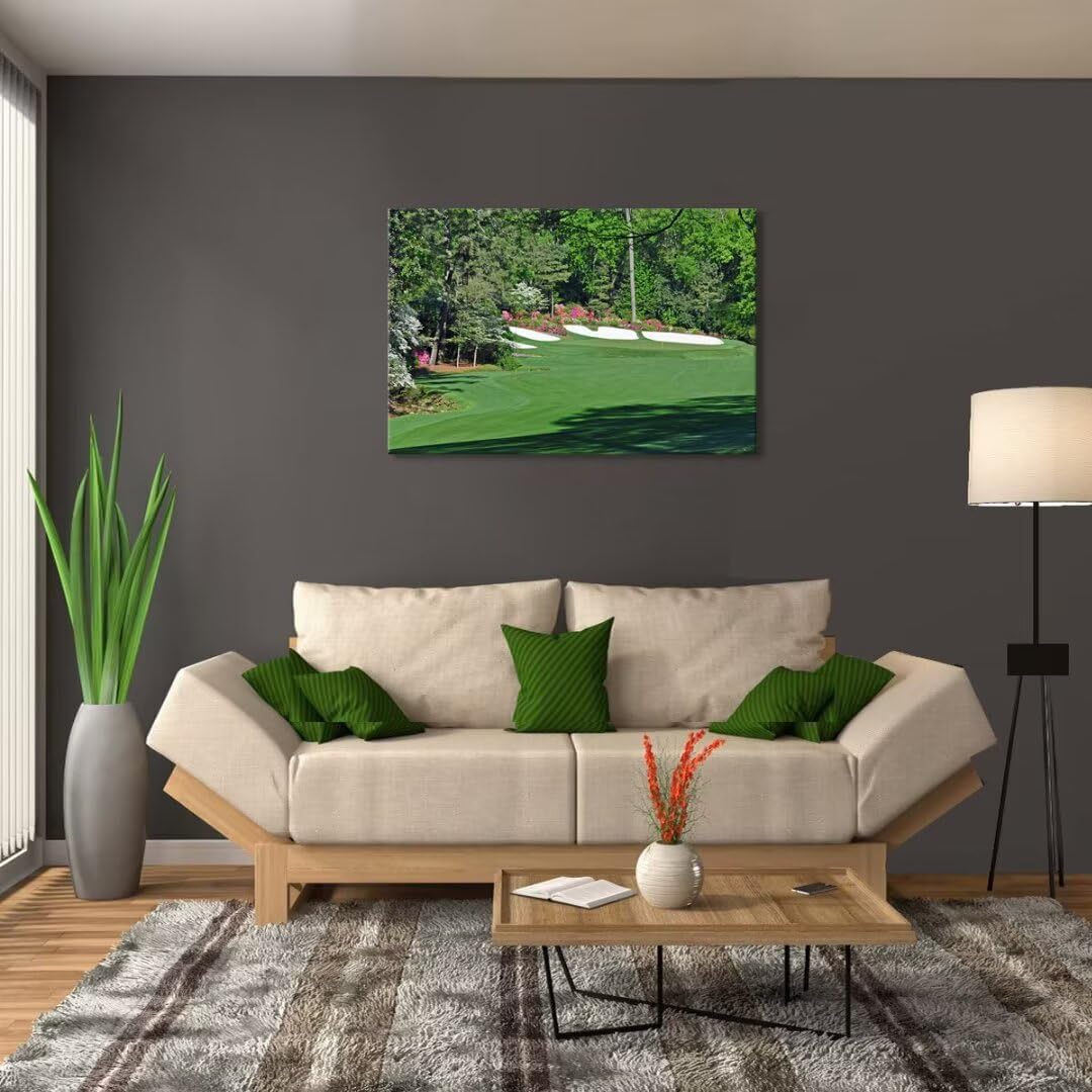 Augusta Golf Course Wall Art for Living Room Bedroom Bathroom Home Decorations Golf Art Golf Course Poster Picture Framed Artwork Canvas Prints Framed Ready to Hang(18''H x 24''W)
